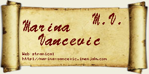 Marina Vančević vizit kartica
